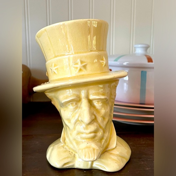 Vintage Other - Vintage Kitschy Uncle Sam Yellow Ceramic Planter🇺🇸❤️